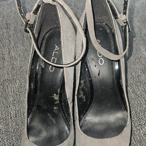 Aldo sexy suede platform pumps, Grey, Ankle Strap 7 suede look, wedge high heel